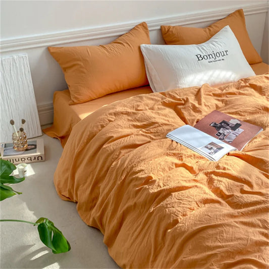 linen comforter cover set with Pillowcase & bed sheet